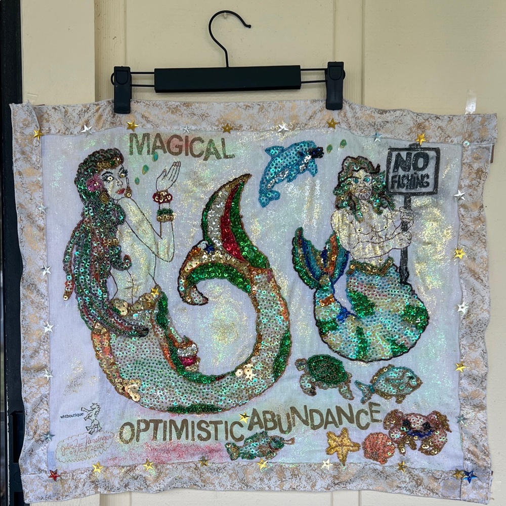 Sequin Mermaid Wall Hanging Decor. Handmade art-craft by Julie Lee Nersinger. - Picture 1 of 17